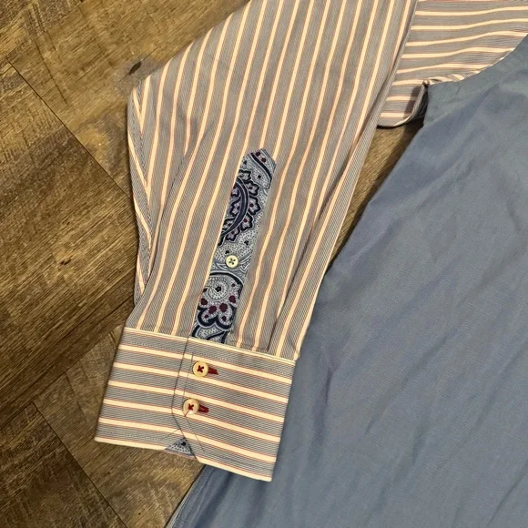 Tommy Hilfiger Patchwork Button Down Shirt XL 80s 2 Ply Fabric Striped Paisley - Picture 12 of 16